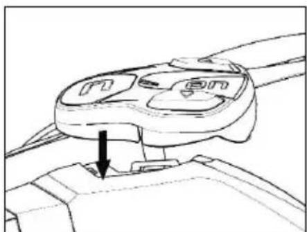 Technical line drawing of a mechanical component with an arrow indicating a step or insertion (no text or symbols present)