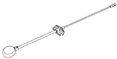 Line drawing of a medical or laboratory instrument with a long rod and handle (no text or symbols)