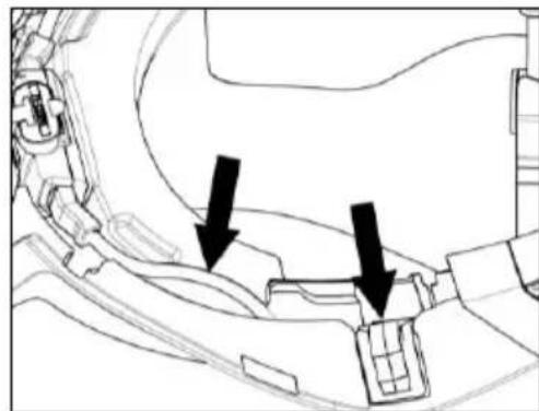 Technical line drawing of a mechanical component with two black arrows pointing to features (no text or symbols present)