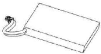 Simple line drawing of a rectangular block with a curved cable attached to its top (no text or symbols)