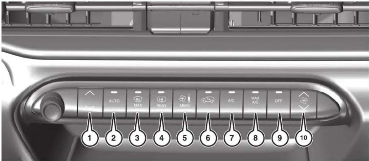 AUTO MAX REAR MENU A/C MAX A/C OFF 1 2 3 4 5 6 7 8 9 10