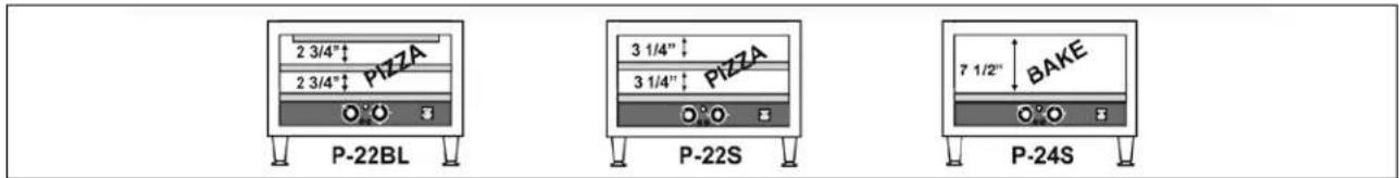 2 3/4" 2 3/4" PIZZA 3 1/4" 3 1/4" PIZZA 7 1/2" BAKE P-22BL P-22S P-24S