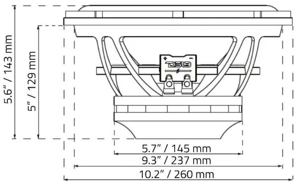 5.6" / 143 mm 5" / 129 mm 5.7" / 145 mm 9.3" / 237 mm 10.2" / 260 mm