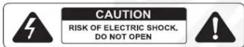 CAUTION RISK OF ELECTRIC SHOCK. DO NOT OPEN