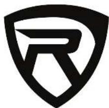 Abstract black shield-shaped logo with a stylized 'R' shape (no text or symbols)