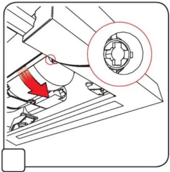 Mechanical assembly diagram showing a gear shift with red arrow indicating direction (no text or symbols)