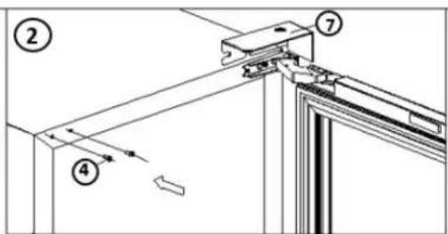 Technical diagram showing labeled components of a mechanical or architectural assembly with numbered parts 2, 4, and 7.