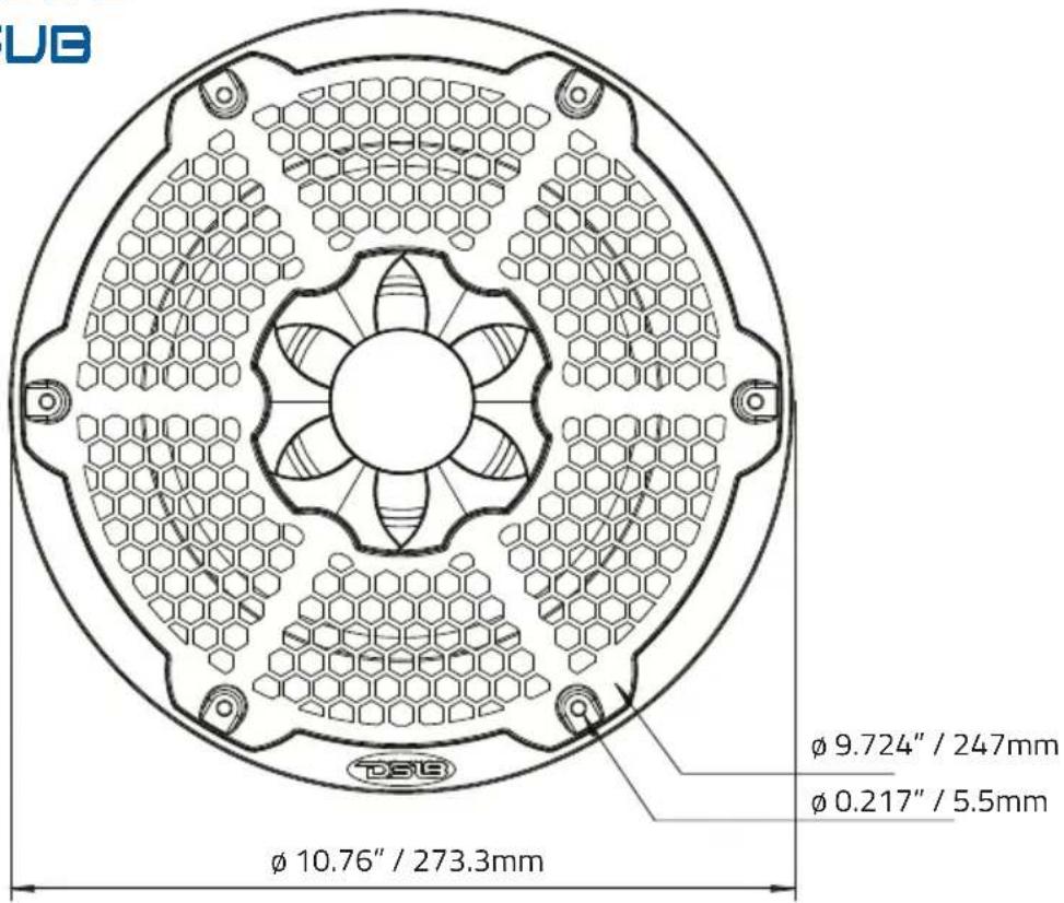 UB Ø 9.724" / 247mm Ø 0.217" / 5.5mm Ø 10.76" / 273.3mm