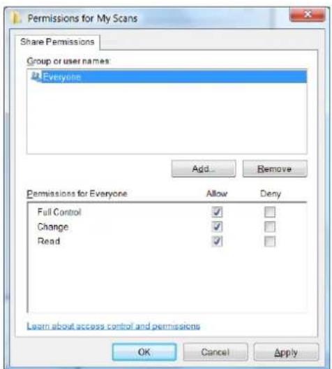 HP PageWide XL 4600 - Exemple : création d'un dossier de numérisation vers le réseau sous Windows - 2