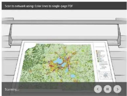 HP PageWide XL 4600 - Sélectionnez un raccourci approprié pour votre tâche de numérisation. Tous les raccourcis peuvent être modifiés en appuyant sur 📋. Vous pouvez sélectionner le format du fichier, l'impression sur une seule ou plusieurs pages, et changer le nom par défaut du fichier. - 2