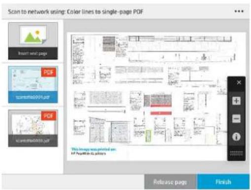 HP PageWide XL 4600 - Sélectionnez un raccourci approprié pour votre tâche de numérisation. Tous les raccourcis peuvent être modifiés en appuyant sur 📋. Vous pouvez sélectionner le format du fichier, l'impression sur une seule ou plusieurs pages, et changer le nom par défaut du fichier. - 5