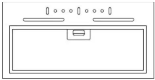Simple line drawing of a rectangular appliance with a recess and side handles (no text or symbols)