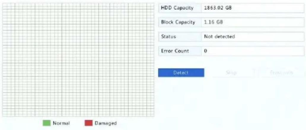 HDD Capacity 1863.02 GB Block Capacity 1.16 GB Status Not detected Error Count 0 Detect Stop Formatize Normal Damaged