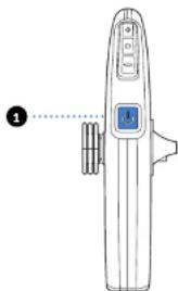 Line drawing of a medical device with a digital display and connector (no text or symbols)