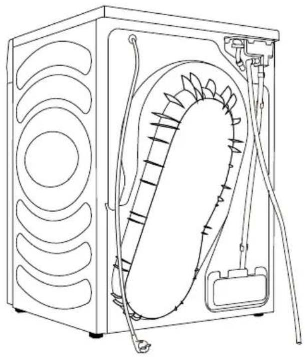 Technical line drawing of a mechanical device with internal components and wiring (no text or symbols)