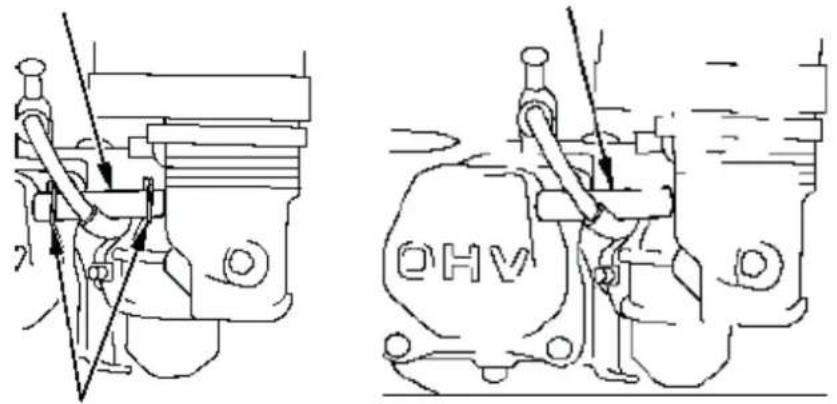 Technical line drawings of engine components, showing piston and crankshaft assembly (no text or labels)