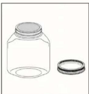 Illustration of a glass jar with a lid and a separate empty container (no text or symbols)