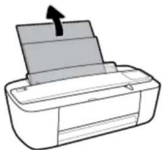 Illustration of a printer with an arrow indicating paper direction (no text or symbols)