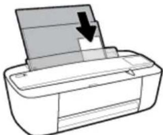 Illustration of a printer with a paper sheet being inserted, showing a downward arrow (no text or symbols)