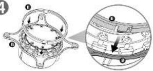 Technical diagram showing cross-sectional views of a mechanical component with numbered parts and directional arrows indicating motion.