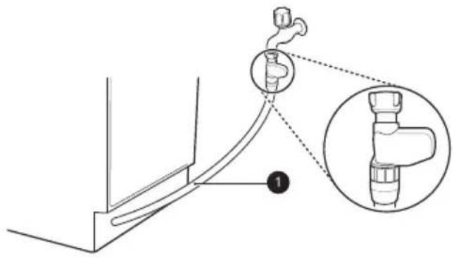 LG DB243TX - Raccordement du tuyau au robinet d'eau - 1