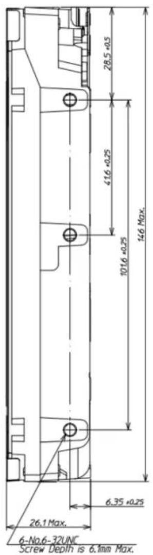28.5 +0.5 416 +0.25 1016 +0.25 146 Max. 26.1 Max. 6.35 +0.25 6-No.6-32UNC Screw Depth is 6.1mm Max.