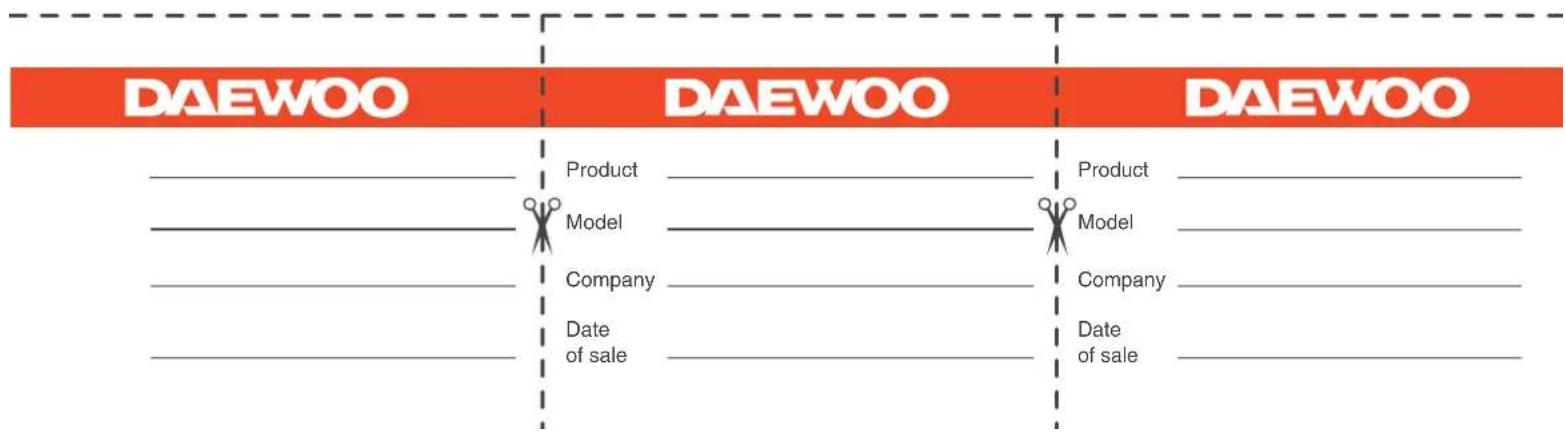 DAEWOO Product Model Company Date of sale DAEWOO Product Model Company Date of sale DAEWOO