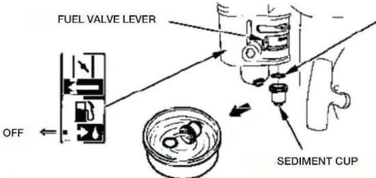 FUEL VALVE LEVER OFF SEDIMENT CUP