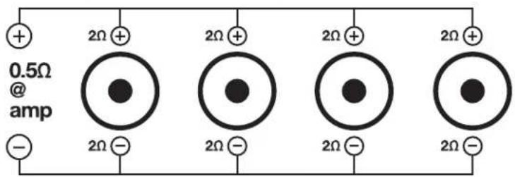 0.5Ω @ amp - 2Ω + 2Ω + 2Ω + 2Ω + 2Ω + 2Ω - 2Ω - 2Ω - 2Ω -
