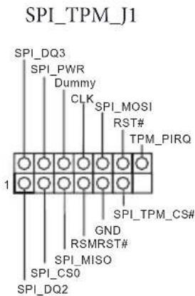 SPI_TPM_J1 SPI_DQ3 SPI_PWR Dummy CLK SPI_MOSI RST# TPM_PIRQ 1 SPI_TPM_CS# GND RSMRST# SPI_MISO SPI_CS0 SPI_DQ2