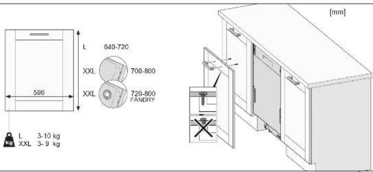 L 640-720 XXL 700-800 XXL 720-800 FANDRY L 3-10 kg XXL 3-9 kg [mm]