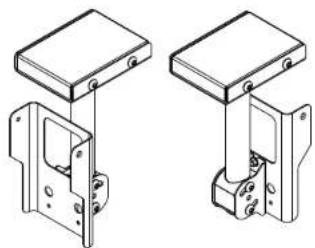 Technical line drawing of two mechanical bracket assemblies (no text or symbols)
