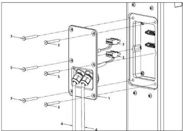 Technical diagram of an electrical connector assembly with labeled parts and numbered components