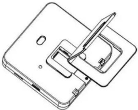 Line drawing of a smartphone with a stylus resting on its screen (no text or symbols)