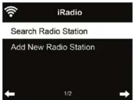 iRadio Search Radio Station Add New Radio Station 1/2