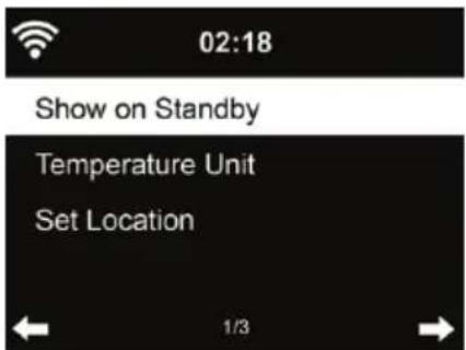 02:18 Show on Standby Temperature Unit Set Location 1/3