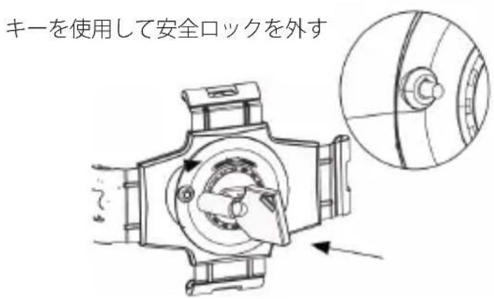 キーを使用して安全ロックを外す