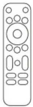 Line drawing of a remote control with buttons and dials (no text or symbols)