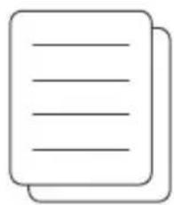 Simple line drawing of two overlapping documents with horizontal lines (no text or symbols)