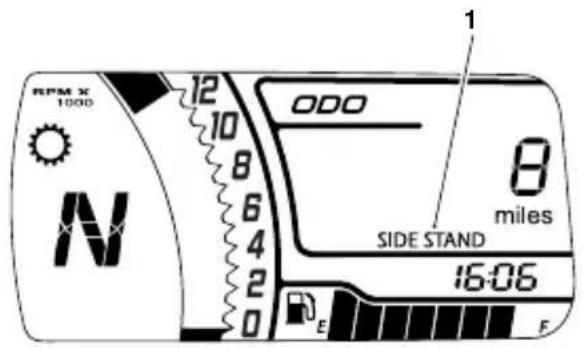 RPM X 1000 12 10 8 6 4 2 0 ODO 1 8 miles SIDE STAND 16:06 E F
