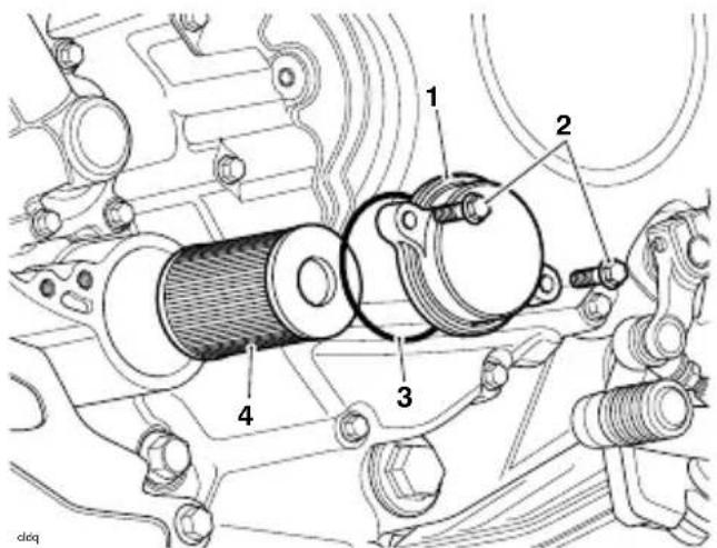 Technical diagram of a mechanical assembly with numbered components, likely for vehicle maintenance or assembly reference.