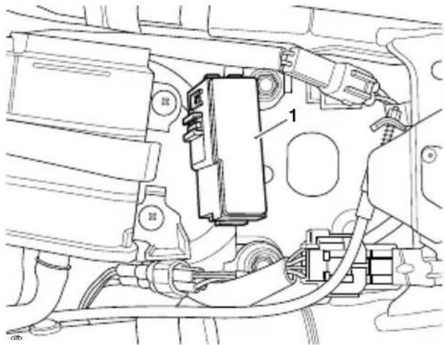 Technical diagram of a vehicle's internal components with labeled parts and wiring connections