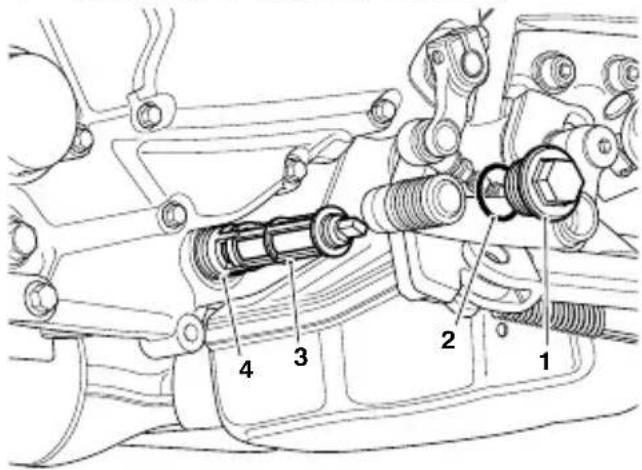 Technical diagram of a mechanical assembly with numbered parts labeled 1 to 4