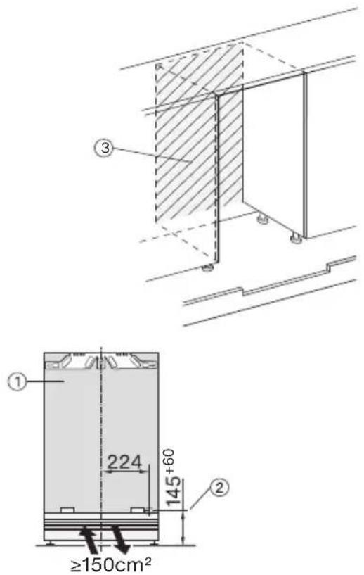 ①, 224, 145+60, ②, ≥150cm²