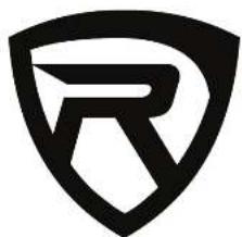 Abstract black-and-white shield-shaped logo with stylized letter R (no text or symbols)