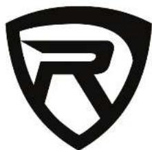 Abstract black shield-shaped logo with a stylized 'R' shape (no text or symbols)