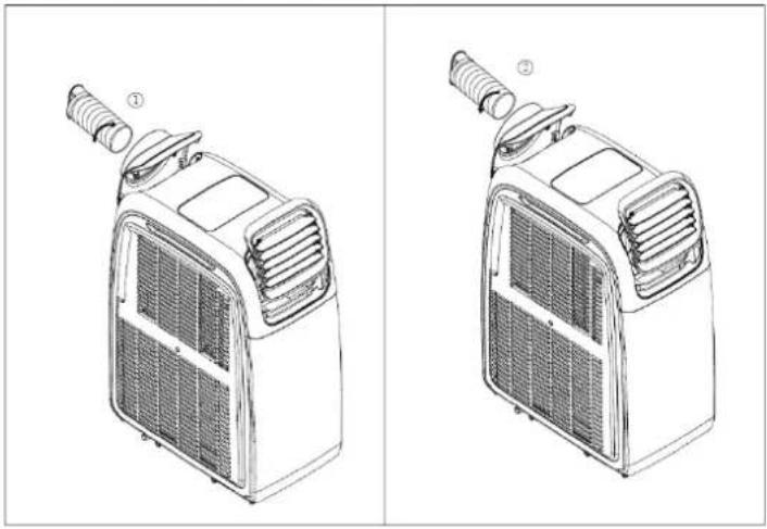 Technical line drawing of a car air conditioner unit (no text or symbols)