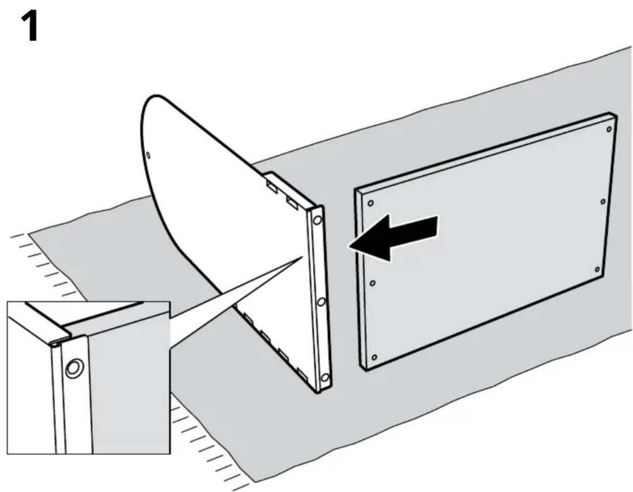 Technical illustration of a mechanical assembly with a curved component and an arrow indicating direction (no text or symbols)