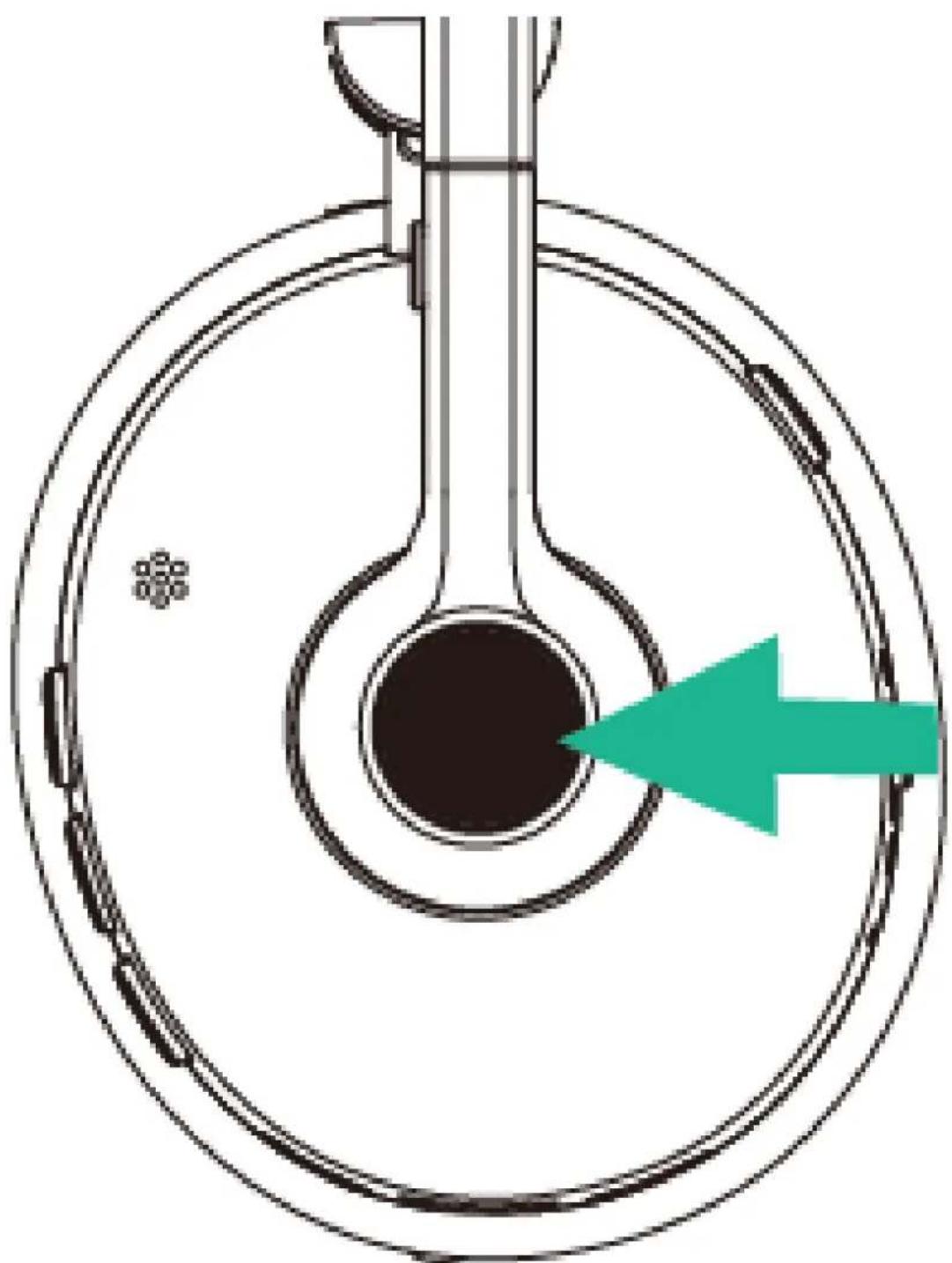 Diagram of a circular mechanical or electrical component with a central shaft and internal structure, featuring a green arrow pointing to a specific section (no text or symbols present)