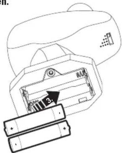 Diagram showing a device with labeled components and battery arrangement, including a numbered arrow pointing to component 3.